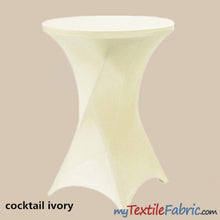 Load image into Gallery viewer, Cocktail Spandex Tablecloth | Reinforced Pockets | 36&quot; Diameter, 42&quot; Height | Sold by Piece or Wholesale Box | Fabric mytextilefabric By Piece Ivory 