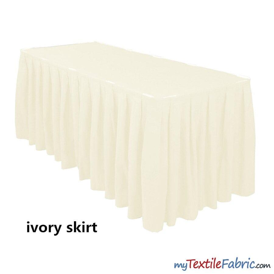 Polyester Table Skirt Fabric | Shirred Table Skirts | 29" x 13.5Ft | Sold By Piece or Wholesale Box | Fabric mytextilefabric By Piece Ivory 