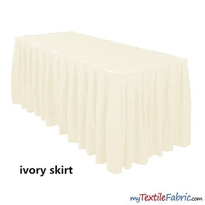Polyester Table Skirt Fabric | Shirred Table Skirts | 29" x 13.5Ft | Sold By Piece or Wholesale Box | Fabric mytextilefabric By Piece Ivory 