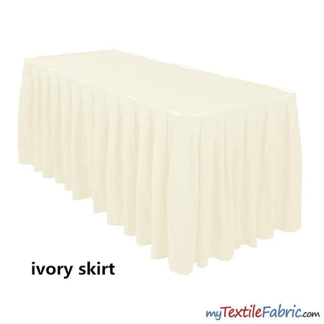 Polyester Table Skirt Fabric | Shirred Table Skirts | 29" x 13.5Ft | Sold By Piece or Wholesale Box | Fabric mytextilefabric By Piece Ivory 