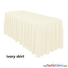 Load image into Gallery viewer, Polyester Table Skirt Fabric | Shirred Table Skirts | 29&quot; x 13.5Ft | Sold By Piece or Wholesale Box | Fabric mytextilefabric By Piece Ivory 