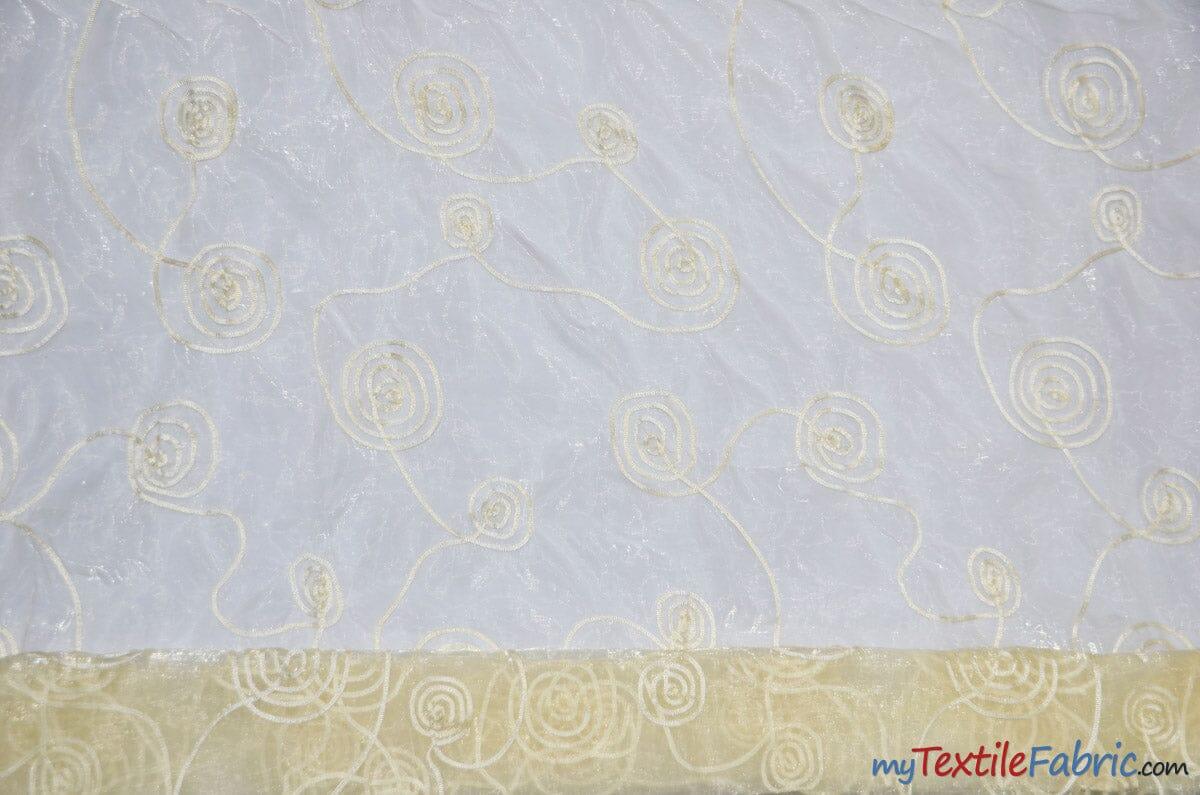 Donatello Organza Embroidery Fabric | Embroidered Floral Sheer | 54" Wide | Multiple Colors | Fabric mytextilefabric Yards Ivory 