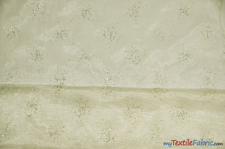 Sparkle Organza Fabric | Glitter Beads on Organza Fabric | 58" Wide | Fabric mytextilefabric Yards Ivory 