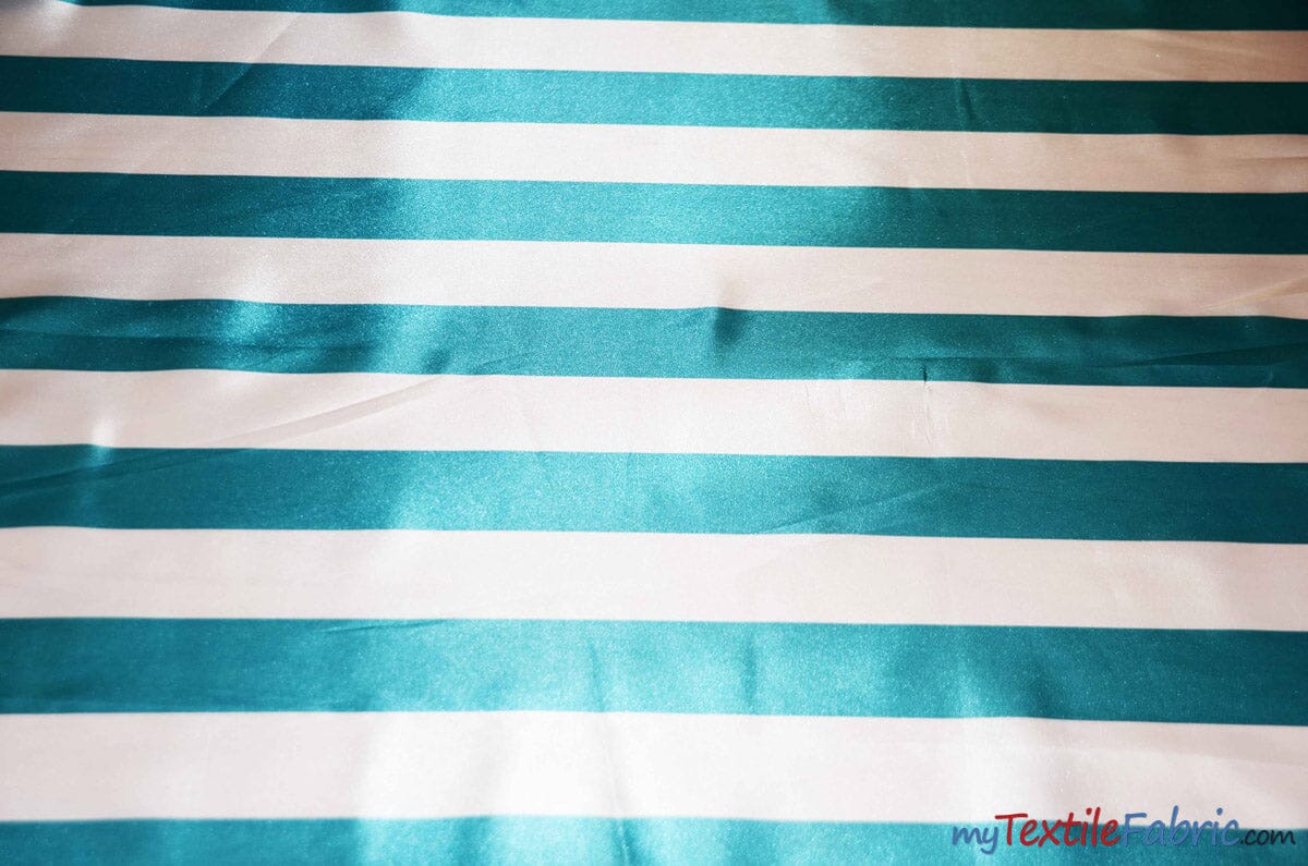 2.5" Stripe Satin Fabric | Soft Satin Stripe Charmeuse Fabric | 60" Wide | Multiple Colors | Fabric mytextilefabric Bolts Jade 2.5 Inch Stripe 