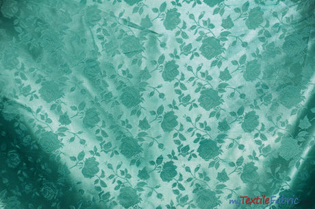 Satin Jacquard | Satin Flower Brocade | Sample Swatch 3"x3" | Fabric mytextilefabric Sample Swatches Jade 