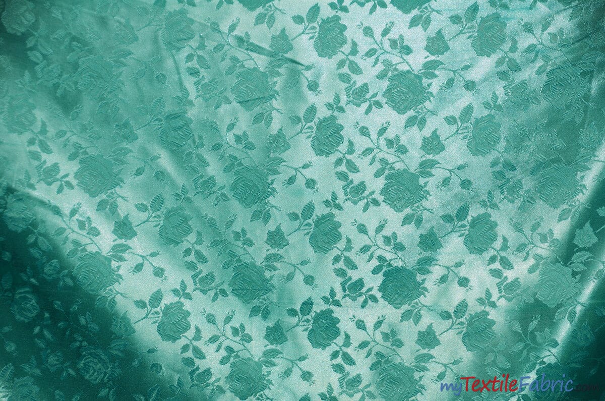 Satin Jacquard | Satin Flower Brocade | 60" Wide | Sold by the Continuous Yard | Fabric mytextilefabric Yards Jade 