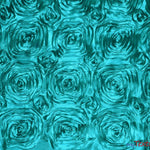 Load image into Gallery viewer, Rosette Satin Fabric | Wedding Satin Fabric | 54&quot; Wide | 3d Satin Floral Embroidery | Multiple Colors | Continuous Yards | Fabric mytextilefabric Yards Jade 
