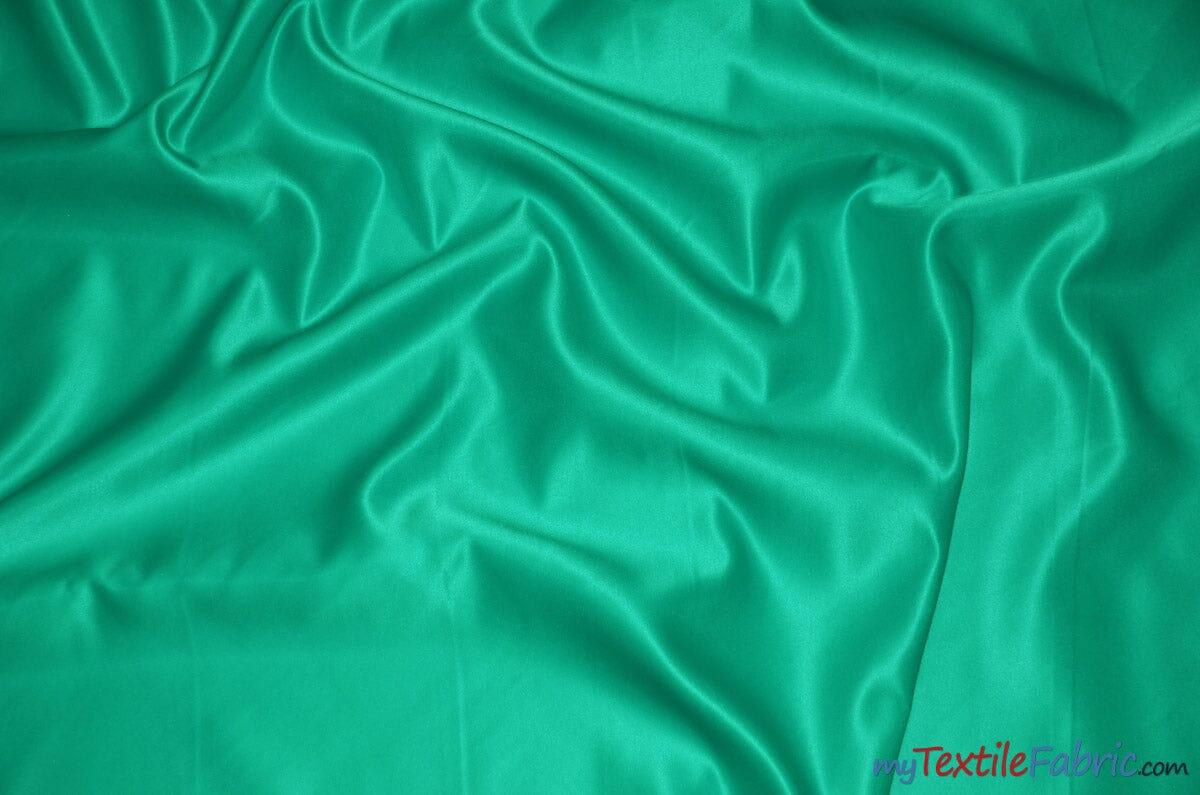 L'Amour Satin Fabric | Polyester Matte Satin | Peau De Soie | 60" Wide | Continuous Yards | Wedding Dress, Tablecloth, Multiple Colors | Fabric mytextilefabric Yards Jade 