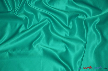 Stretch Matte Satin Peau de Soie Fabric | 60" Wide | Stretch Duchess Satin | Stretch Dull Lamour Satin for Bridal, Wedding, Costumes, Bridesmaid Dress Fabric mytextilefabric Yards Jade 