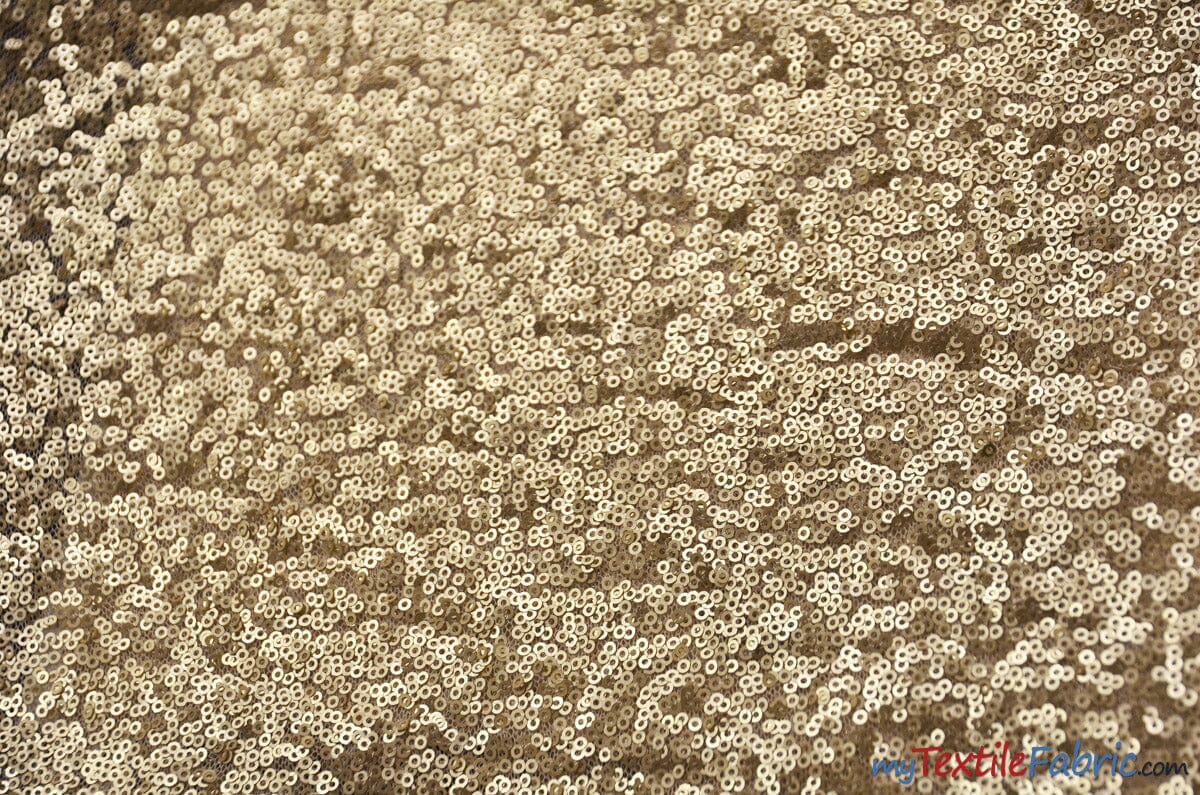 Glitz Mesh Sequins Fabric | 3mm Glitter Sequins | 52" Wide | Multiple Colors | Fabric mytextilefabric Yards JW Gold 