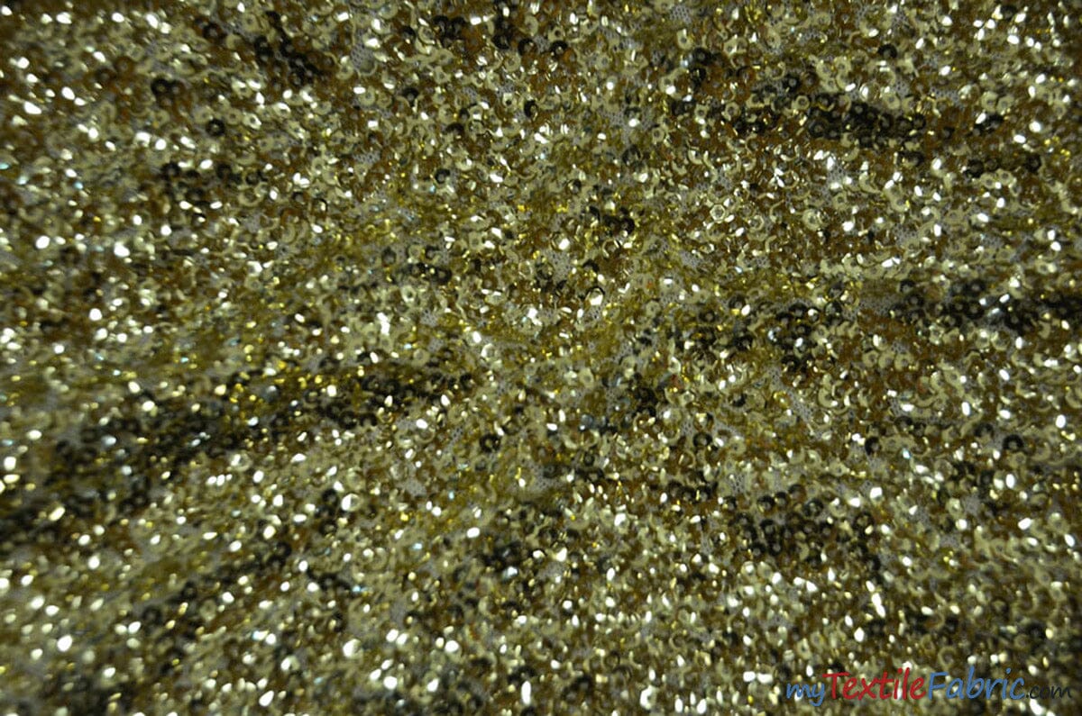 Gatsby Sequins Fabric | 6mm Flat Sewn Sequins on Mesh | 52" Wide | Multiple Colors | Fabric mytextilefabric Yards JW Light Gold 