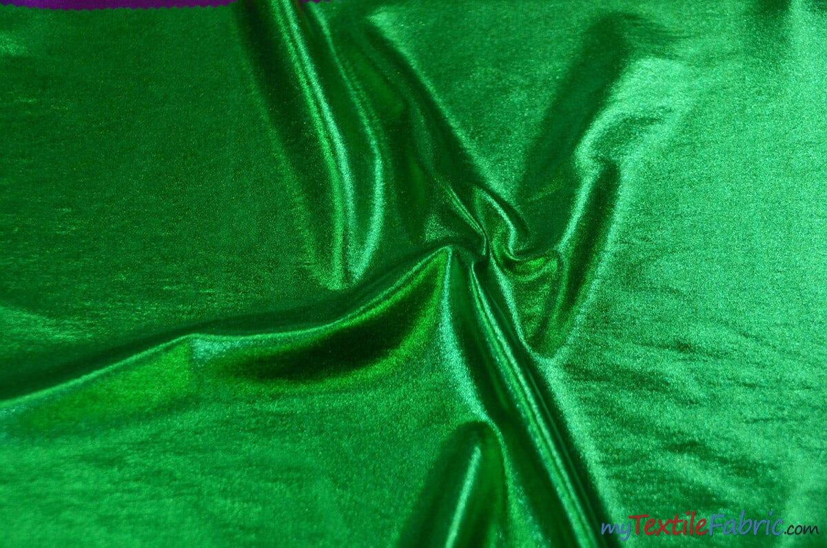 Metallic Foil Spandex Lame | Stretch Metallic Lame | Spandex Lame Fabric | All Over Foil on Stretch Knit | 60" Wide | Fabric mytextilefabric Yards Kelly Green 