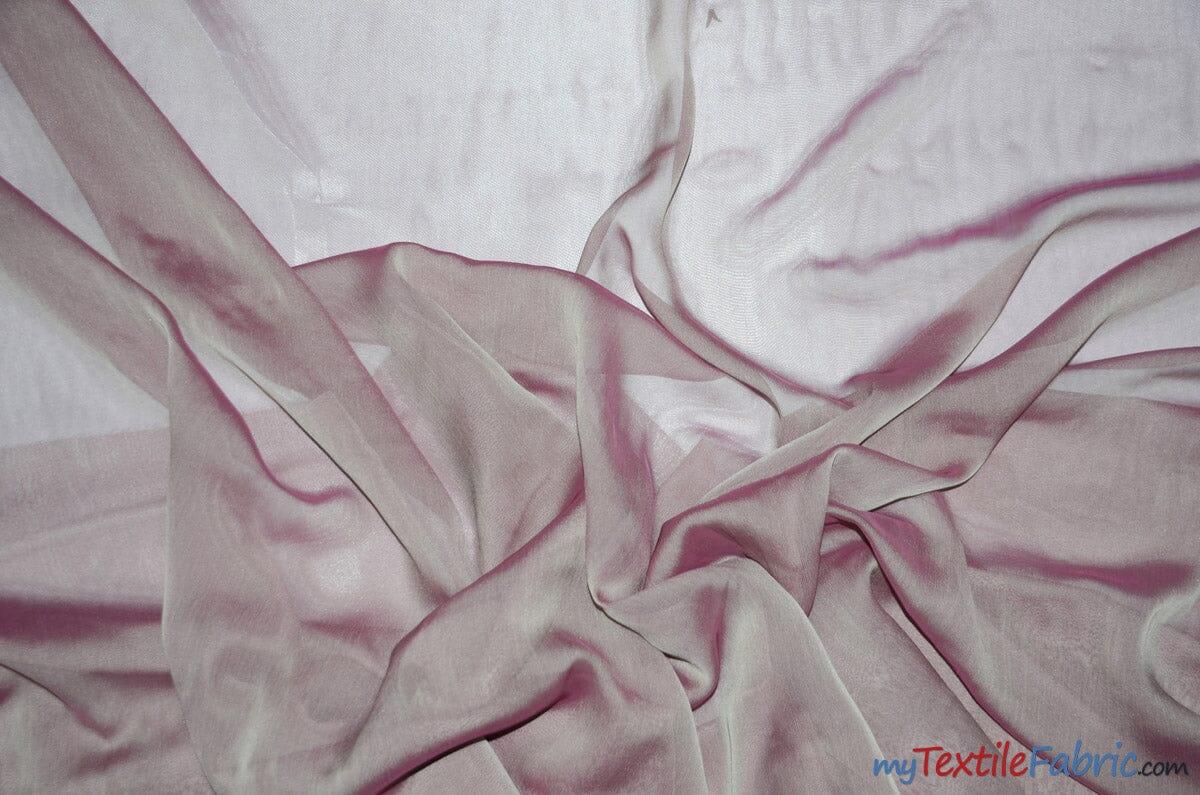 Two Tone Chiffon Fabric | Iridescent Chiffon Fabric | 60" Wide | Clean Edge | Multiple Colors | Wholesale Bolt | Fabric mytextilefabric Bolts Khaki Fuchsia 