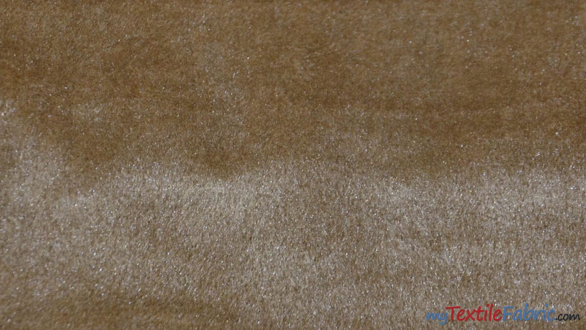 Royal Velvet Fabric | Soft and Plush Non Stretch Velvet Fabric | 60" Wide | Apparel, Decor, Drapery and Upholstery Weight | Multiple Colors | Continuous Yards | Fabric mytextilefabric Yards Khaki 