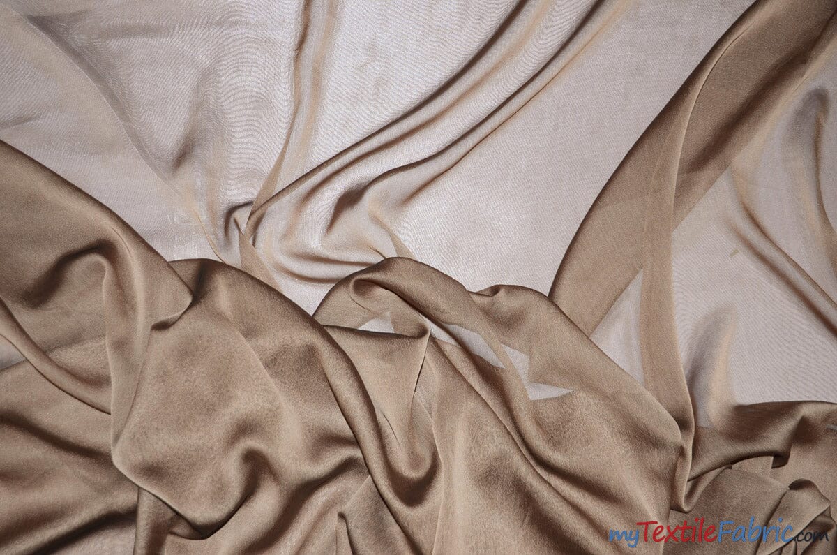 Two Tone Chiffon Fabric | Iridescent Chiffon Fabric | 60" Wide | Clean Edge | Multiple Colors | Sample Swatches | Fabric mytextilefabric Sample Swatches Khaki 