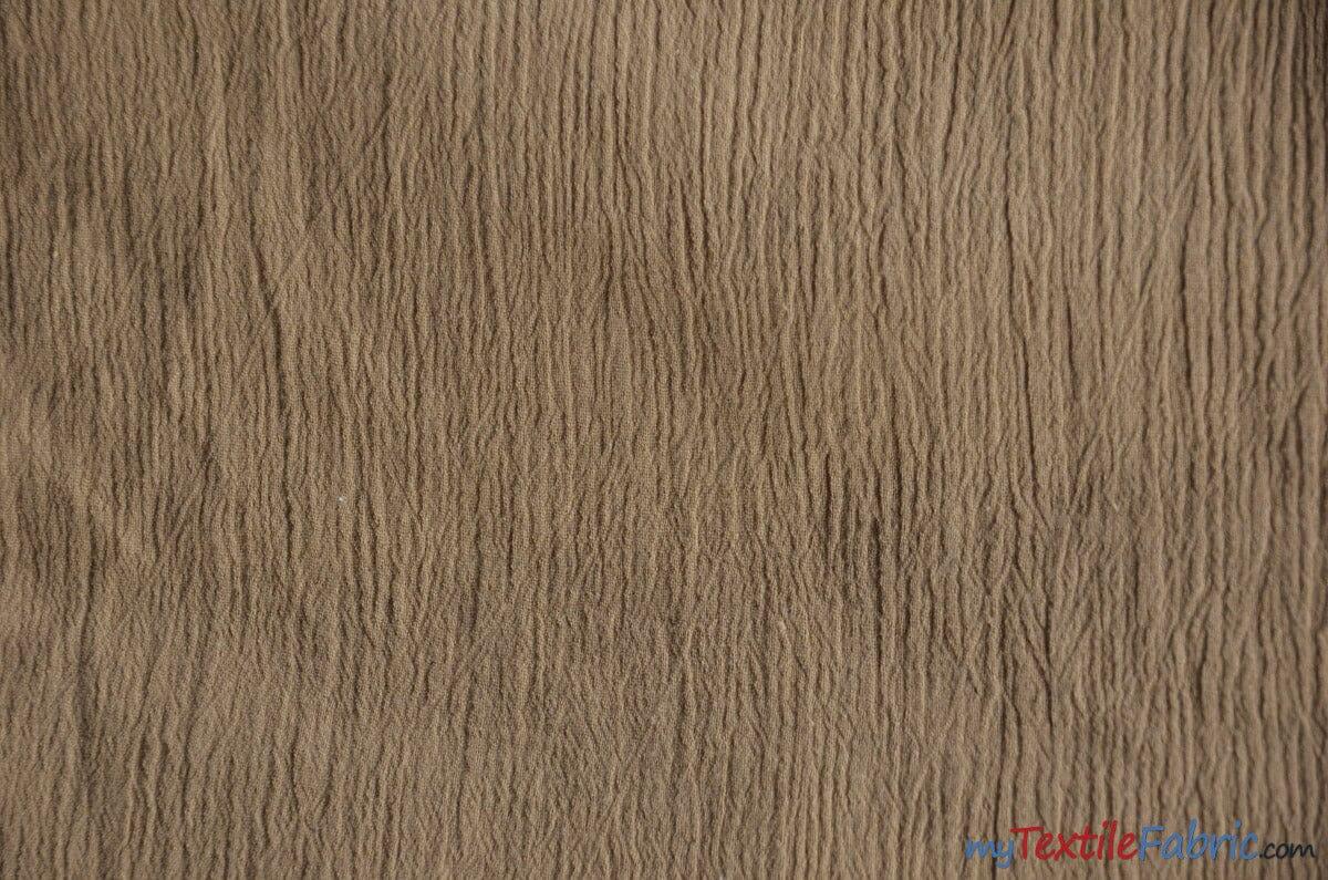 100% Cotton Gauze Fabric | Soft Lightweight Cotton Muslin | 48" Wide | Sample Swatch | Fabric mytextilefabric Sample Swatches Khaki 