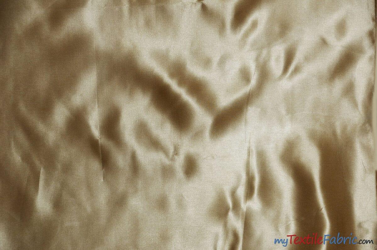 Bridal Satin Fabric | Shiny Bridal Satin | 60" Wide | Multiple Colors | Continuous Yards | Fabric mytextilefabric Yards Khaki 