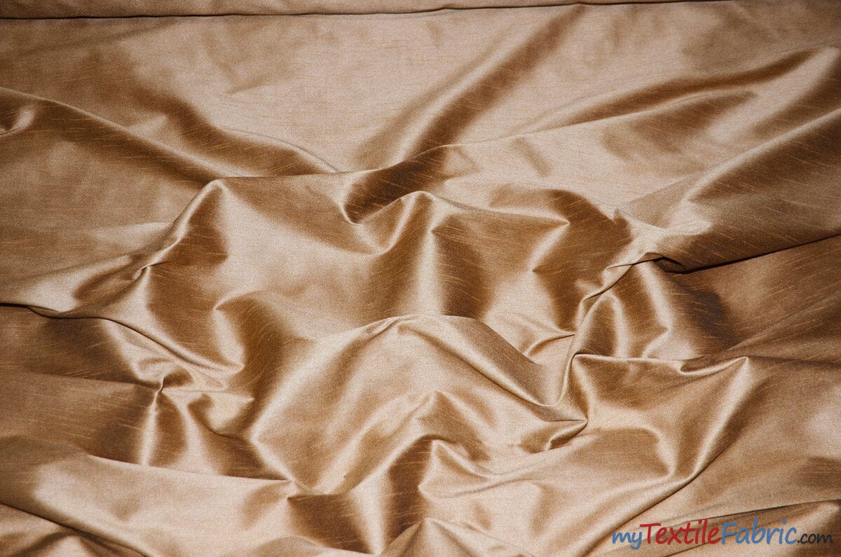 100% Pure Silk Dupioni Fabric 54 inch Wide BTY Drape Blouse Dress Craft (Metallic Gold)