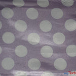 Load image into Gallery viewer, Polka Dot Satin | Soft Satin Polka Dot Charmeuse Fabric | 60&quot; Wide | Fabric mytextilefabric Yards Lavender Polka Dot 
