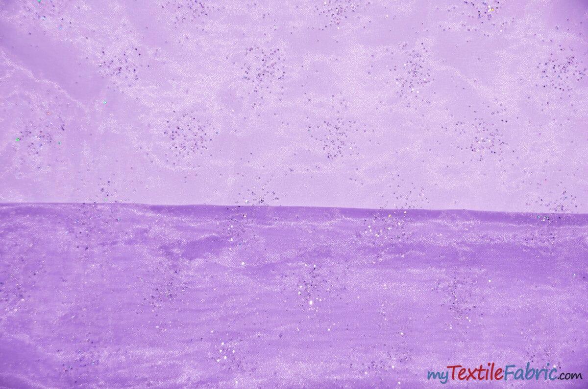 Sparkle Organza Fabric | Glitter Beads on Organza Fabric | 58" Wide | Fabric mytextilefabric Yards Lavender 