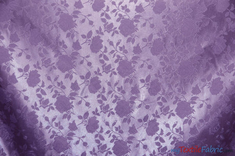 Satin Jacquard | Satin Flower Brocade | 60" Wide | Sold by the Continuous Yard | Fabric mytextilefabric Yards Lavender 