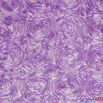 Load image into Gallery viewer, Rosette Satin Fabric | Wedding Satin Fabric | 54&quot; Wide | 3d Satin Floral Embroidery | Multiple Colors | Continuous Yards | Fabric mytextilefabric Yards Lavender 
