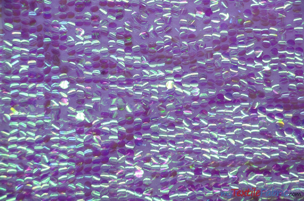 Fish Scale Paillette Sequins Fabric | 9mm Sequins Fabric | 52" Wide | Multiple Colors | Fabric mytextilefabric Yards Iridescent Lavender 