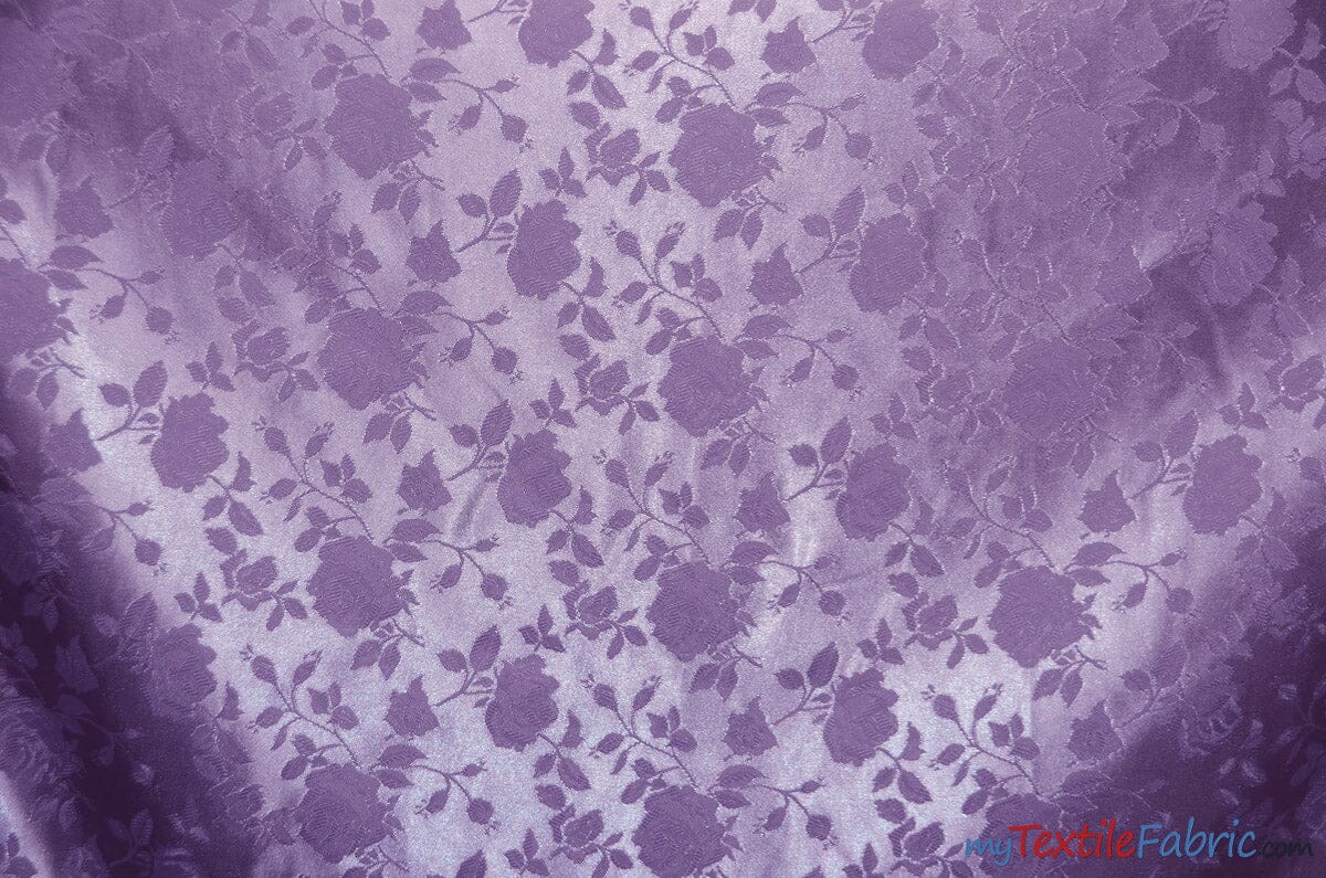 Satin Jacquard | Satin Flower Brocade | 60" Wide | Wholesale Bolt 65 Yards | Fabric mytextilefabric Bolts Lavender 