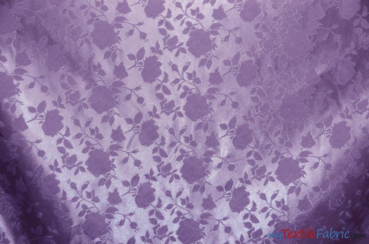 Satin Jacquard | Satin Flower Brocade | 60" Wide | Wholesale Bolt 65 Yards | Fabric mytextilefabric Bolts Lavender 