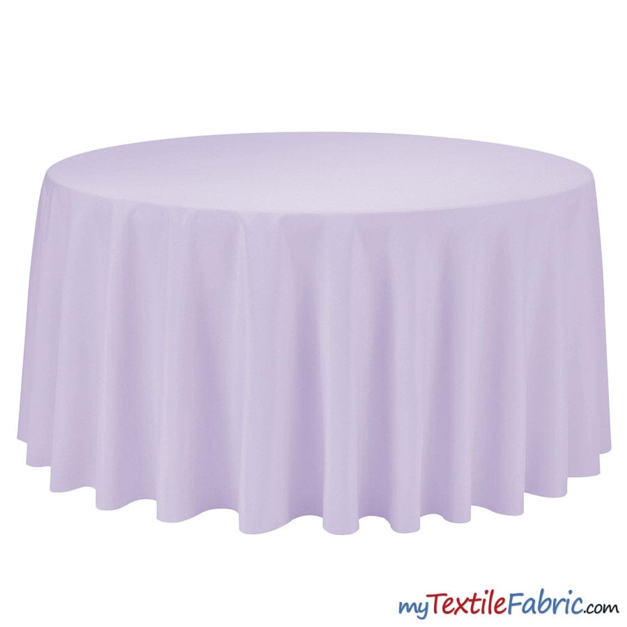 108" Round Polyester Seamless Tablecloth | Sold by Single Piece or Wholesale Box | Fabric mytextilefabric By Piece Lavender 