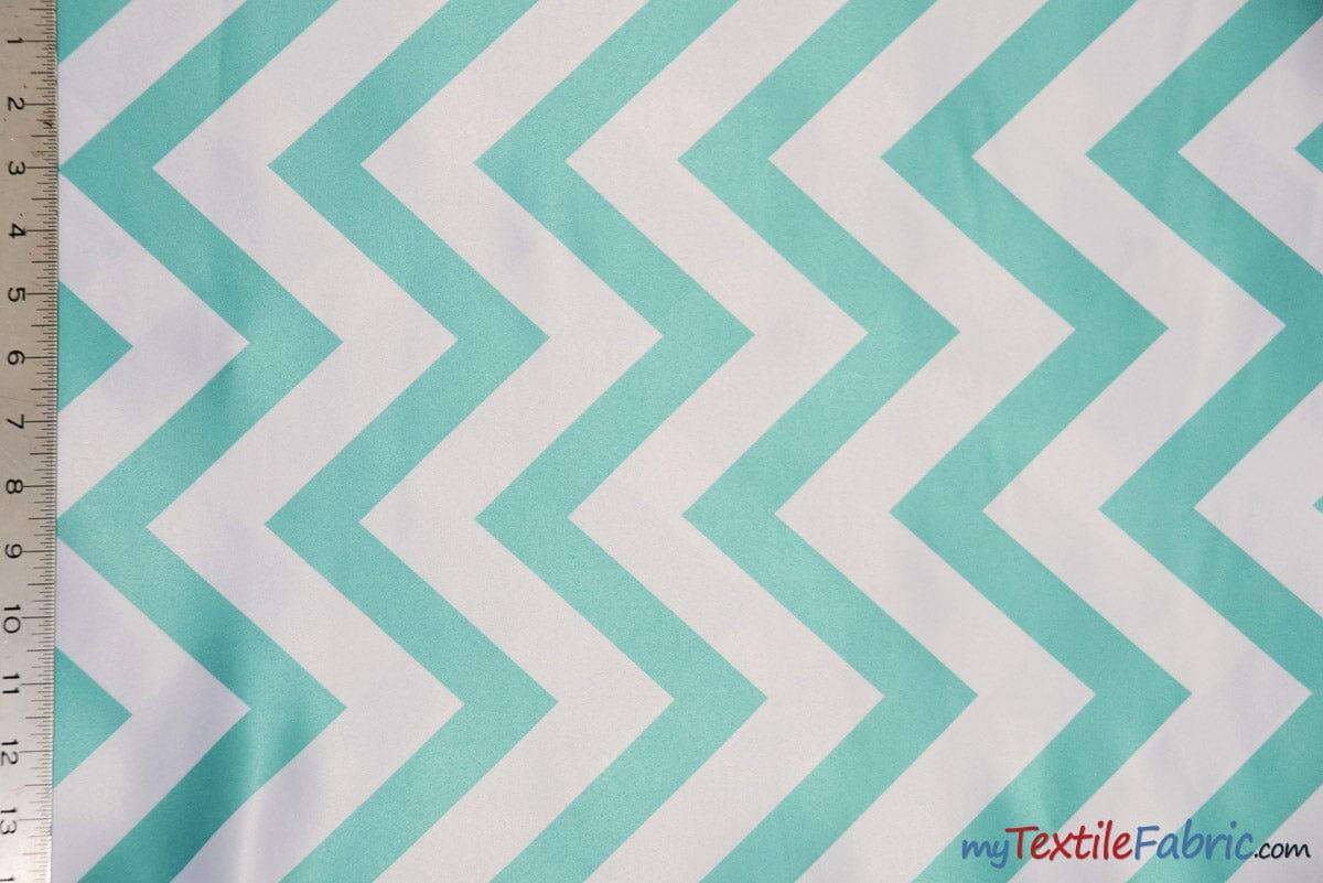 Chevron Satin Fabric | Chevron L'amour Satin | Matte Satin Print | 60" Wide | Multiple Colors | Fabric mytextilefabric Yards Light Aqua 