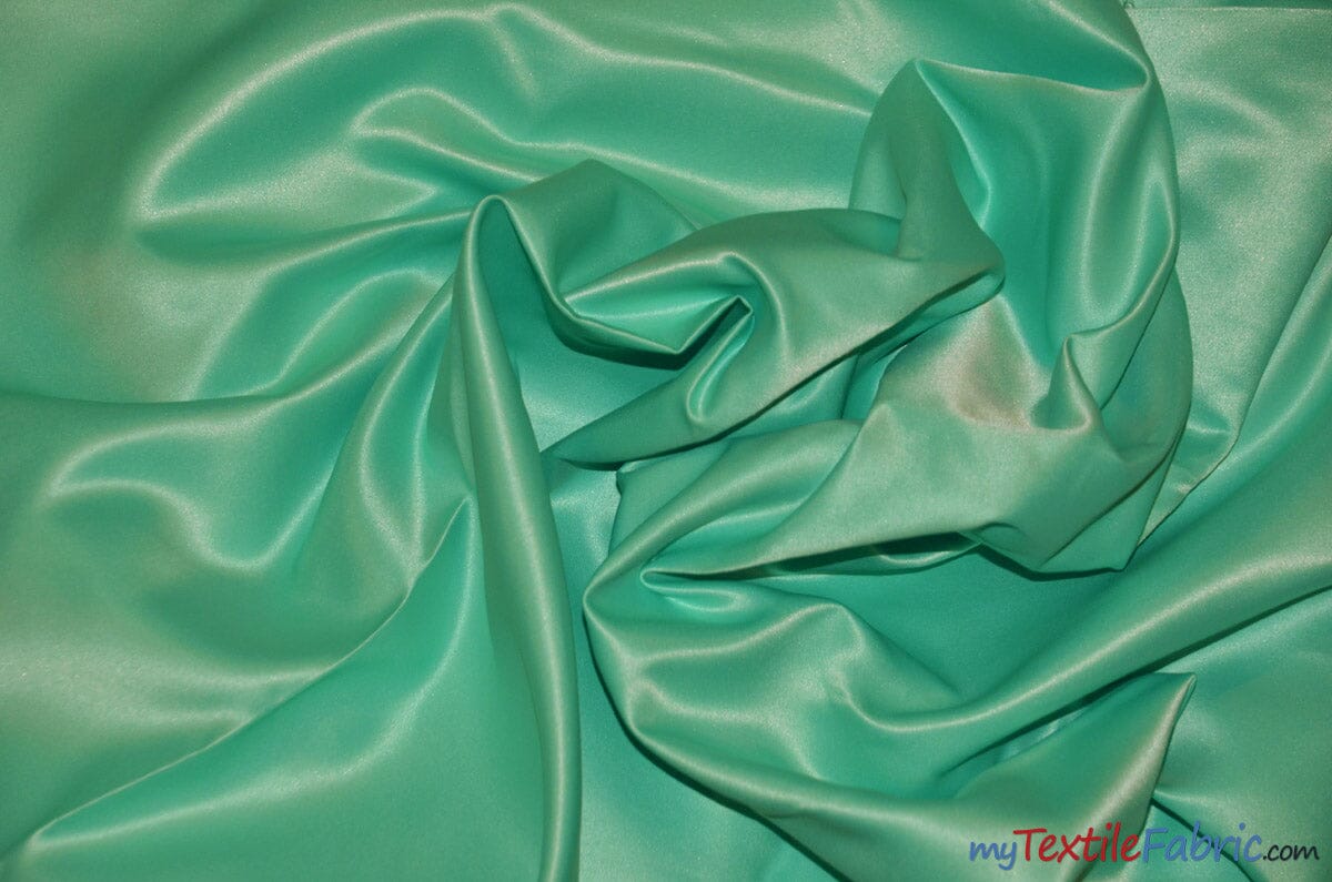 L'Amour Satin Fabric | Polyester Matte Satin | Peau De Soie | 60" Wide | Wholesale Bolt | Wedding Dress, Tablecloth, Multiple Colors | Fabric mytextilefabric Bolts Light Aqua 