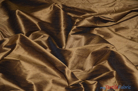 Polyester Silk Fabric | Faux Silk | Polyester Dupioni Fabric | Continuous Yards | 54" Wide | Multiple Colors | Fabric mytextilefabric Yards Light Brown 