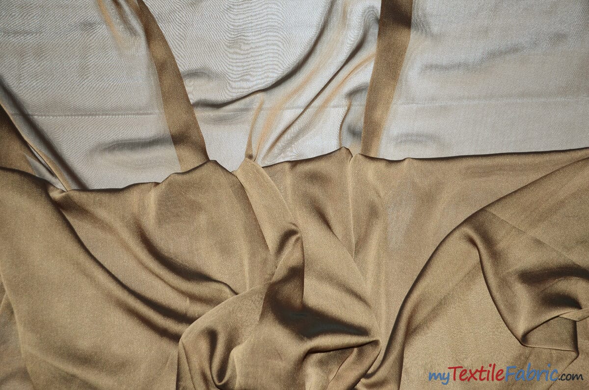 Two Tone Chiffon Fabric | Iridescent Chiffon Fabric | 60" Wide | Clean Edge | Multiple Colors | Wholesale Bolt | Fabric mytextilefabric Bolts Light Brown 