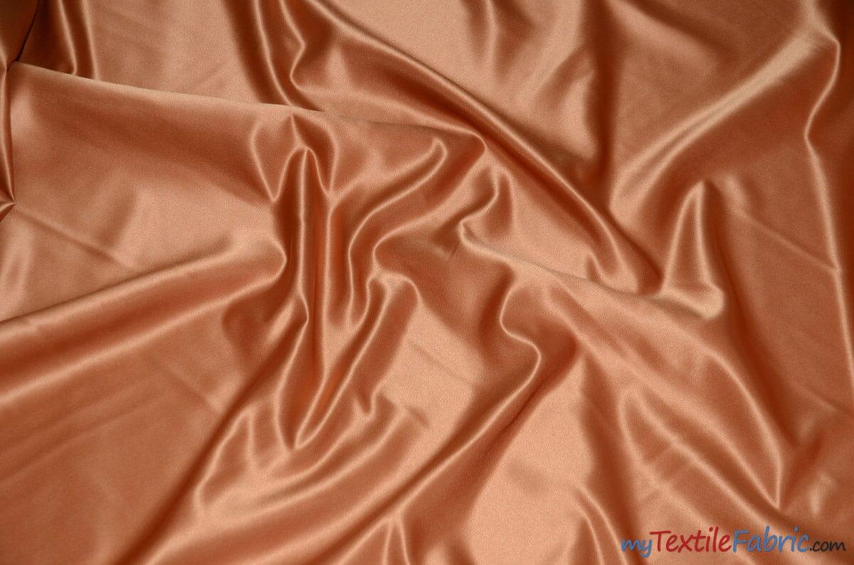 L'Amour Satin Fabric | Polyester Matte Satin | Peau De Soie | 60" Wide | Continuous Yards | Wedding Dress, Tablecloth, Multiple Colors | Fabric mytextilefabric Yards Light Copper 