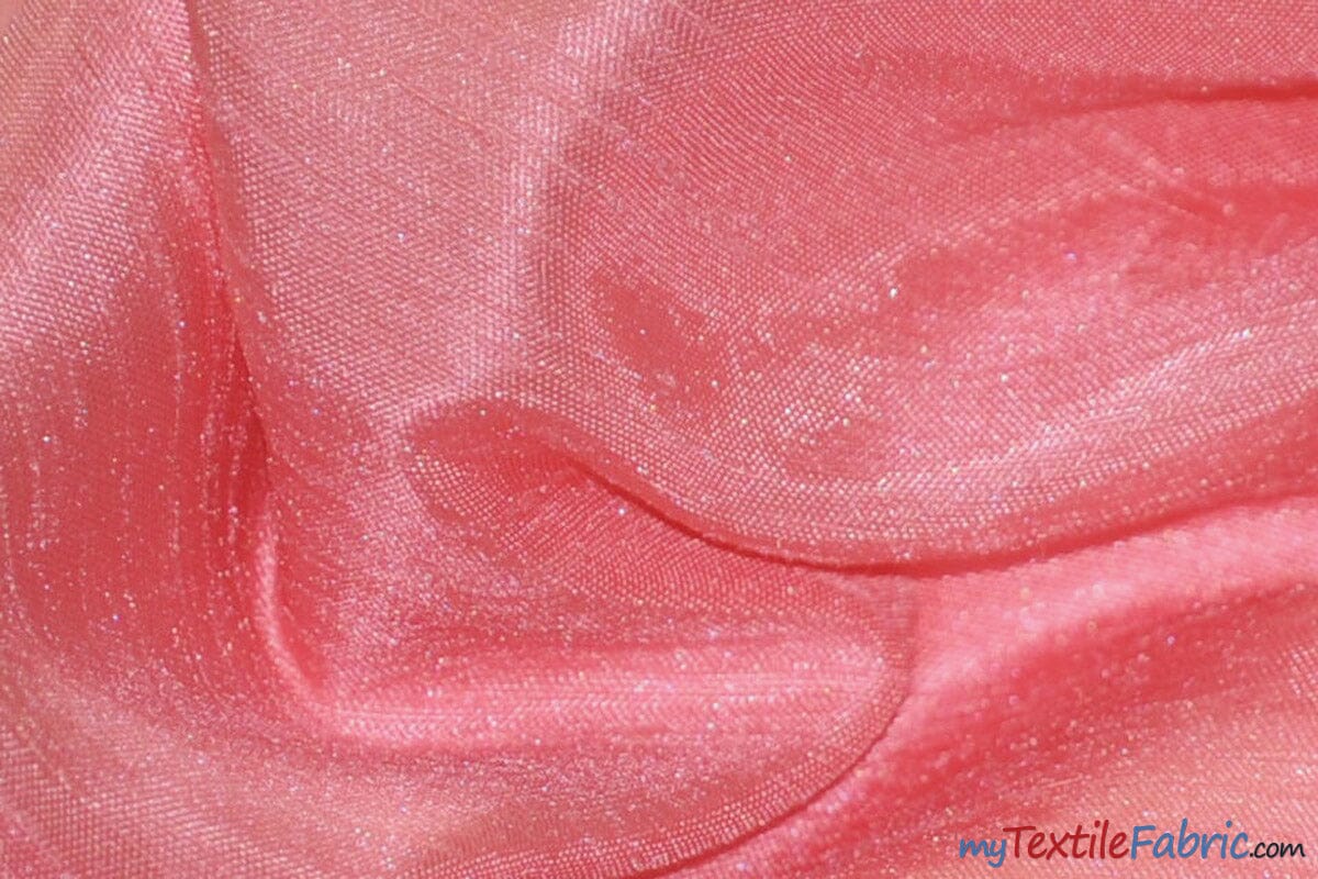 Shantung Satin Fabric | Satin Dupioni Silk Fabric | 60" Wide | Multiple Colors | Continuous Yards | Fabric mytextilefabric Yards Light Coral 