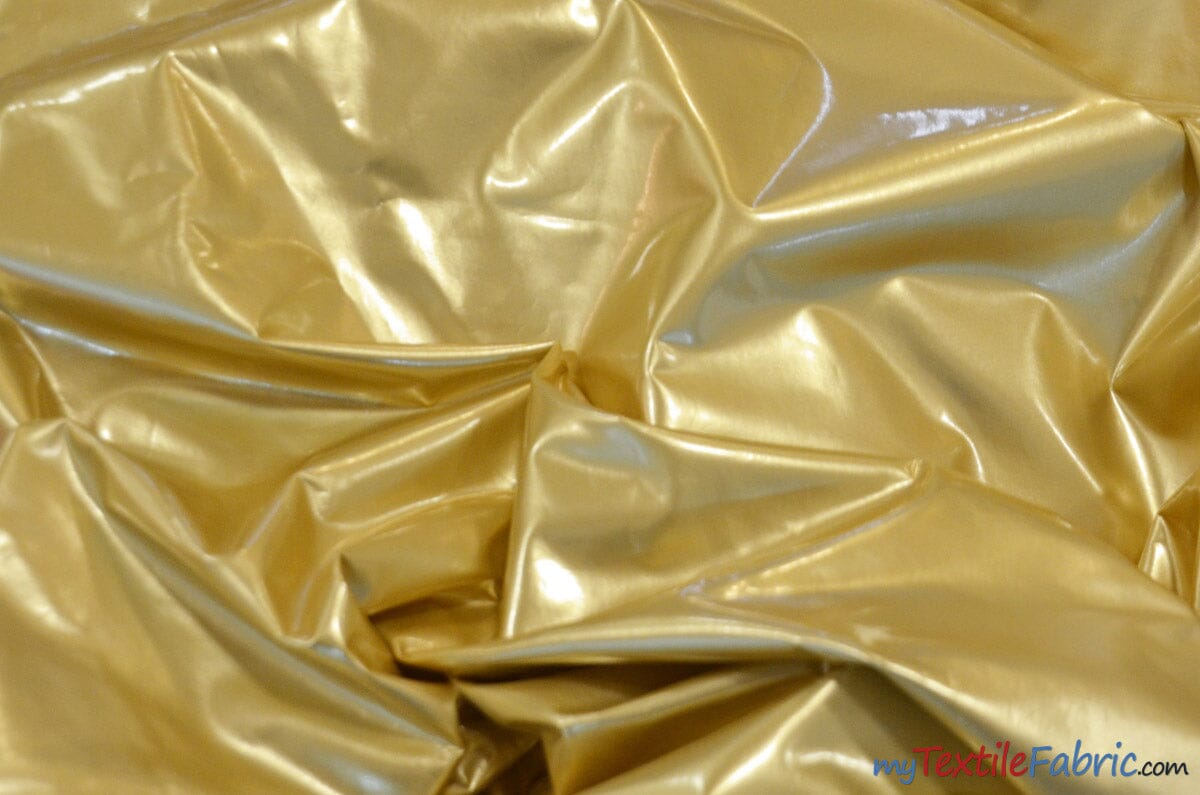 Wet Seal Stretch Vinyl | Wet Look Vinyl Fabric | Shiny and Stretchy | 54" Wide | 4 Colors | Fabric mytextilefabric Yards Light gold 