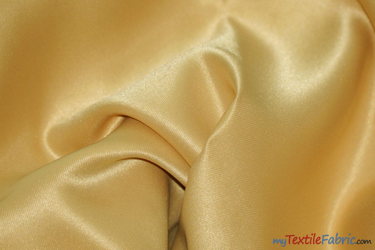 L'Amour Satin Fabric | Polyester Matte Satin | Peau De Soie | 60" Wide | Sample Swatch | Wedding Dress, Tablecloth, Multiple Colors | Fabric mytextilefabric Sample Swatches Light Gold 