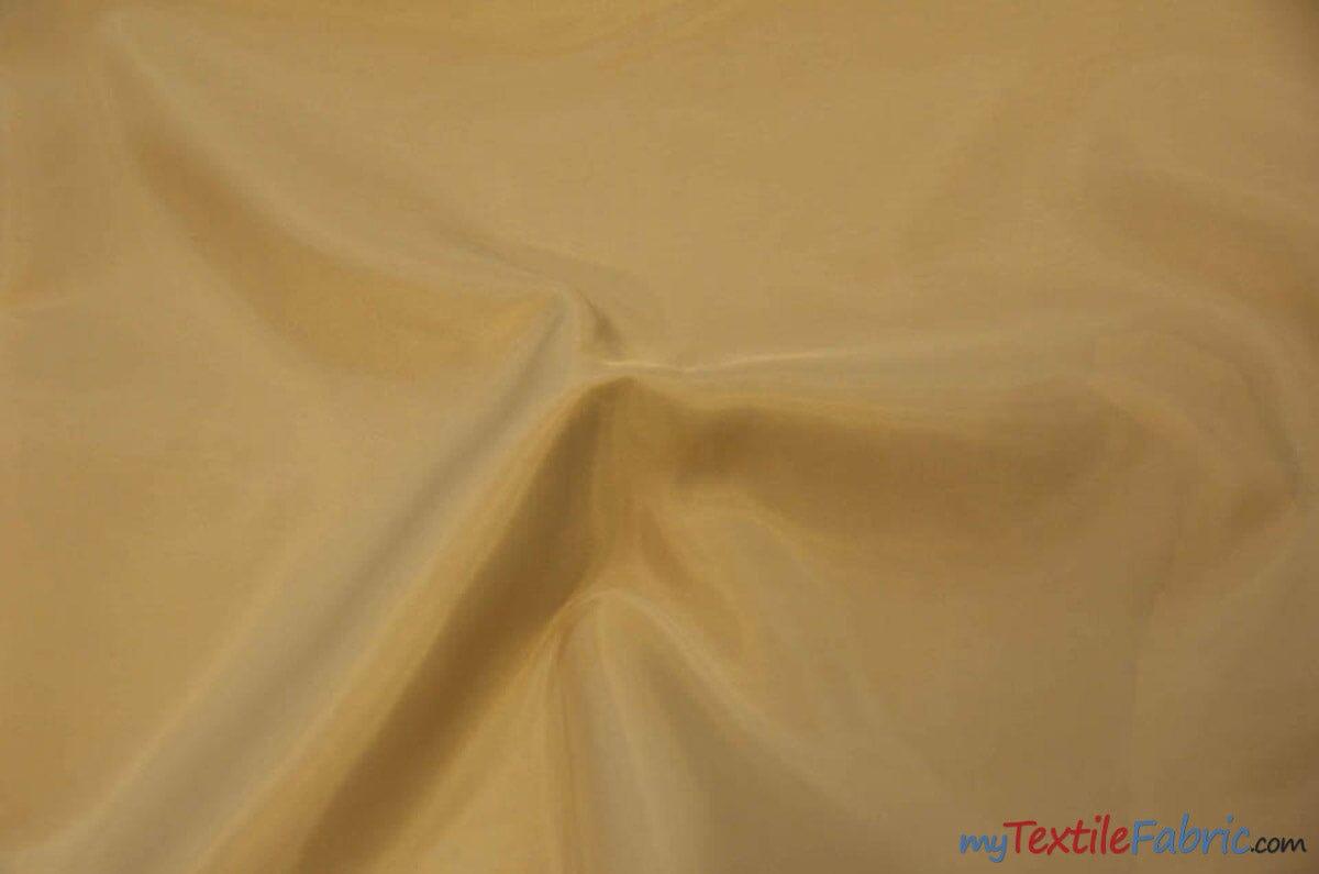 Polyester Lining Fabric | Woven Polyester Lining | 60" Wide | Sample Swatch | Imperial Taffeta Lining | Apparel Lining | Tent Lining and Decoration | Fabric mytextilefabric Sample Swatches Light Gold 