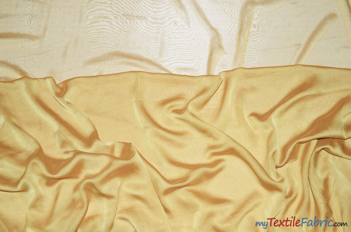 Two Tone Chiffon Fabric | Iridescent Chiffon Fabric | 60" Wide | Clean Edge | Multiple Colors | Sample Swatches | Fabric mytextilefabric Sample Swatches Light Gold 