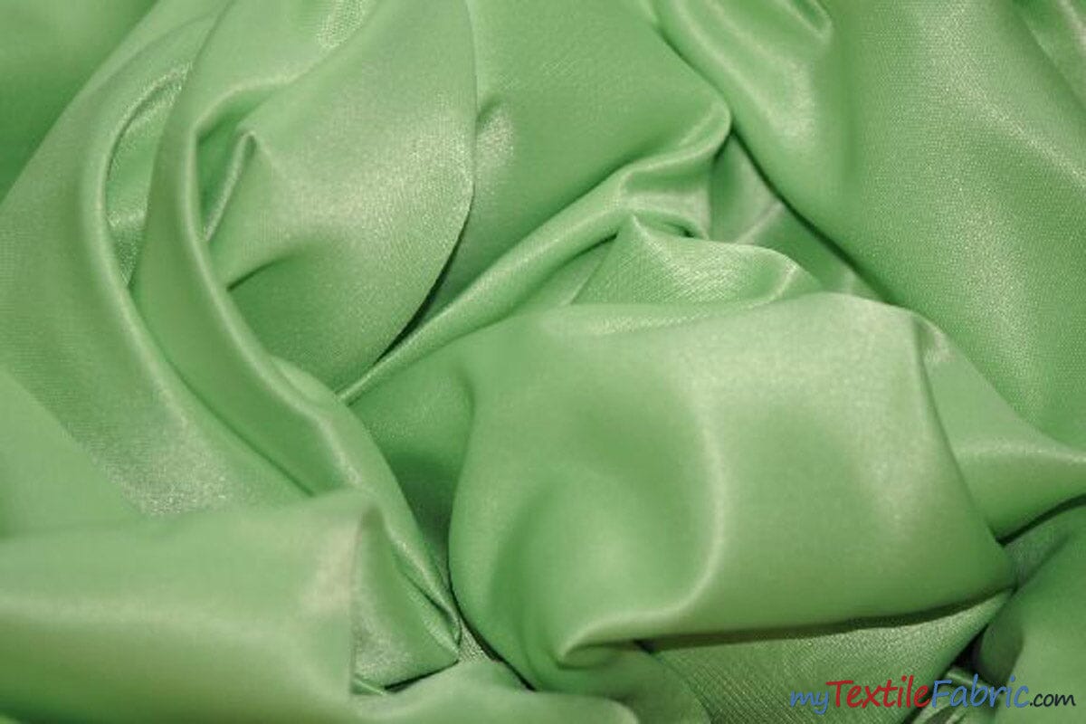 L'Amour Satin Fabric | Polyester Matte Satin | Peau De Soie | 60" Wide | Wholesale Bolt | Wedding Dress, Tablecloth, Multiple Colors | Fabric mytextilefabric Bolts Light Lime 