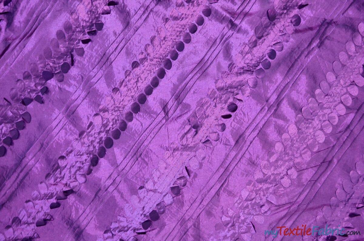 Forest Taffeta Embroidery | Hanging Leaf Taffeta | 54" Wide | Multiple Colors | Fabric mytextilefabric Yards Light Plum 