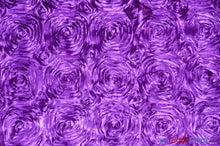 Load image into Gallery viewer, Rosette Satin Fabric | Wedding Satin Fabric | 54&quot; Wide | 3d Satin Floral Embroidery | Multiple Colors | Wholesale Bolt | Fabric mytextilefabric Bolts Light Purple 