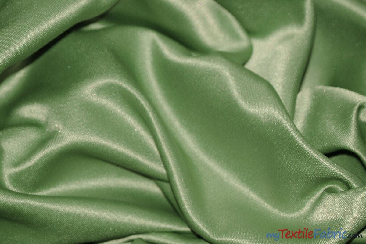 L'Amour Satin Fabric | Polyester Matte Satin | Peau De Soie | 60" Wide | Wholesale Bolt | Wedding Dress, Tablecloth, Multiple Colors | Fabric mytextilefabric Bolts Light Sage 