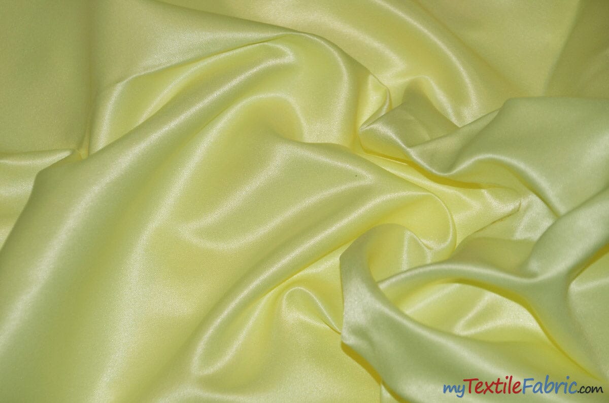 L'Amour Satin Fabric | Polyester Matte Satin | Peau De Soie | 60" Wide | Wholesale Bolt | Wedding Dress, Tablecloth, Multiple Colors | Fabric mytextilefabric Bolts Light Yellow 