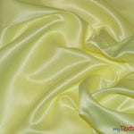 Load image into Gallery viewer, L&#39;Amour Satin Fabric | Polyester Matte Satin | Peau De Soie | 60&quot; Wide | Wholesale Bolt | Wedding Dress, Tablecloth, Multiple Colors | Fabric mytextilefabric Bolts Light Yellow 
