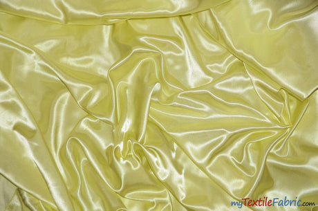 Silky Soft Medium Satin Fabric | Lightweight Event Drapery Satin | 60" Wide | Economic Satin by the Wholesale Bolt | Fabric mytextilefabric Bolts Light Yellow 0018 