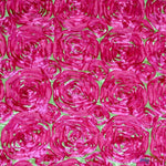 Load image into Gallery viewer, Rosette Satin Fabric | Wedding Satin Fabric | 54&quot; Wide | 3d Satin Floral Embroidery | Multiple Colors | Continuous Yards | Fabric mytextilefabric Yards Lime Fuchsia 
