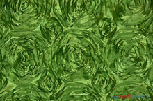Load image into Gallery viewer, Rosette Satin Fabric | Wedding Satin Fabric | 54&quot; Wide | 3d Satin Floral Embroidery | Multiple Colors | Wholesale Bolt | Fabric mytextilefabric Bolts Lime 