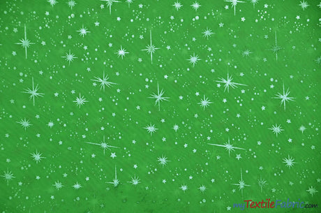 Shooting Star Foil Organza Fabric| 60" Wide | Sheer Organza with Foil Silver Metallic Star | Decor, Overlays, Accents, Dresses, Apparel | Fabric mytextilefabric Yards Lime 